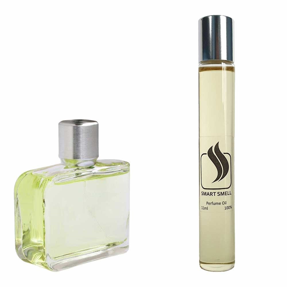 Масляные духи 11 мл c аналогом Lacoste, Essential. Товар на фото справа, слева – пример оригинального флакона.