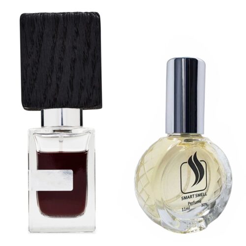 Духи зі спреєм 11 мл з аналогом Nasomatto, Black Afgano. Товар на фото праворуч, ліворуч - приклад орігінального флакону.