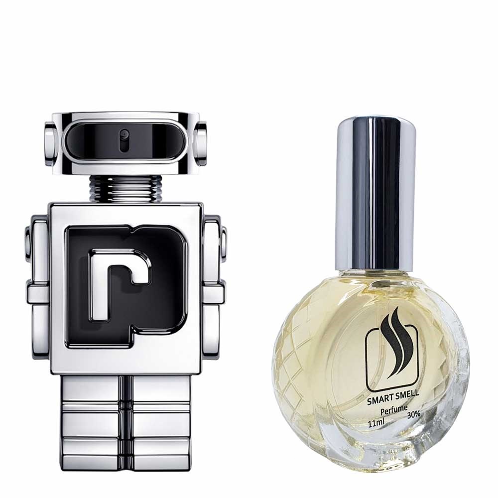 Духи со спреем 11 мл c аналогом Paco Rabanne, Phantom. Товар на фото справа, слева – пример оригинального флакона.
