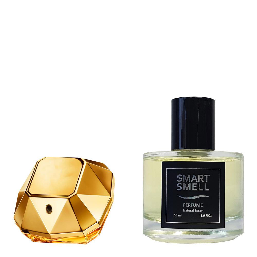 Духи в стекле 55 мл c аналогом Paco Rabanne, Lady Million. Товар на фото справа, слева - пример оригинального флакона.