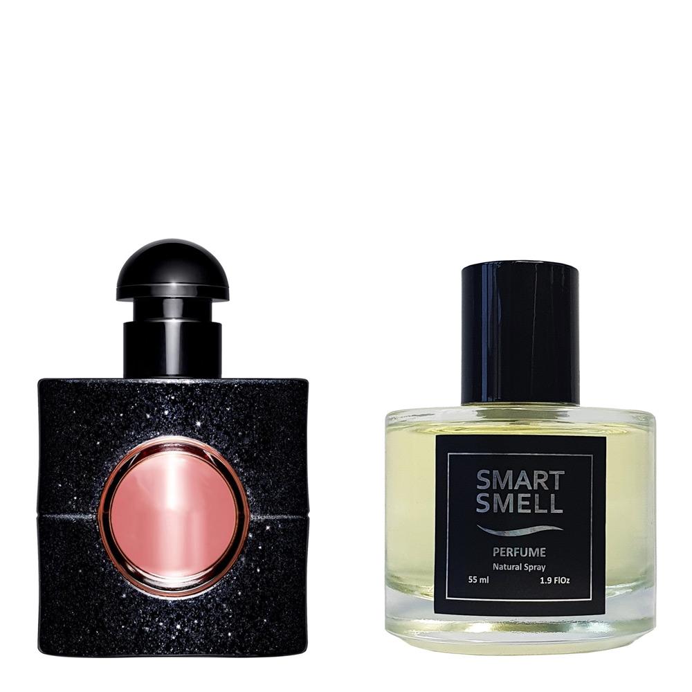 Духи в стекле 55 мл c аналогом Yves Saint Laurent, Black Opium. Товар на фото справа, слева - пример оригинального флакона.