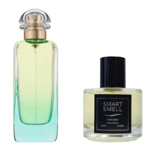 Духи в стекле 55 мл c аналогом Hermes, Un Jardin Sur Le Nil. Товар на фото справа, слева - пример оригинального флакона.