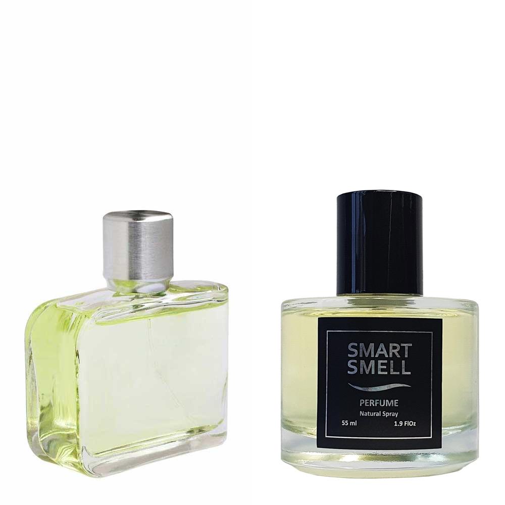 Духи в стекле 55 мл c аналогом Lacoste, Essential. Товар на фото справа, слева - пример оригинального флакона.