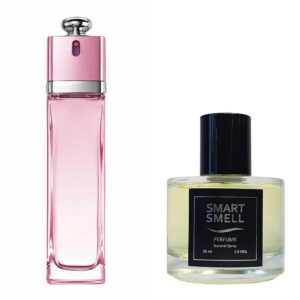 Духи в стекле 55 мл c аналогом Christian Dior, Dior Addict 2. Товар на фото справа, слева - пример оригинального флакона.