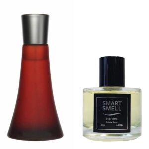 Духи у склі 55 мл з аналогом Hugo Boss, Hugo Deep Red. Товар на фото праворуч, ліворуч - приклад орігінального флакону.