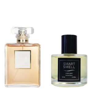 Духи в стекле 55 мл c аналогом Coco Mademoiselle Intense, Chanel. Товар на фото справа, слева - пример оригинального флакона.