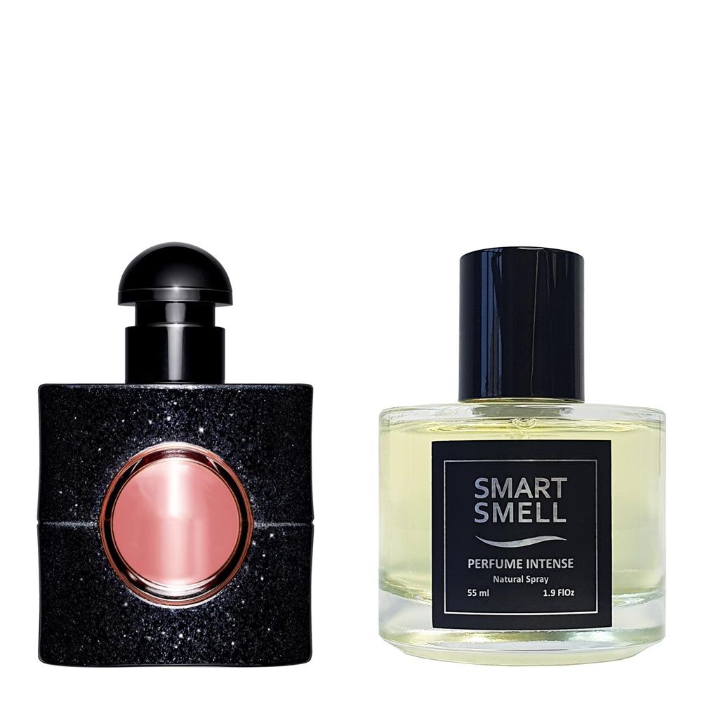 Духи-інтенс у склі 55 мл з аналогом Yves Saint Laurent, Black Opium. Товар на фото праворуч, ліворуч - приклад орігінального флакону.