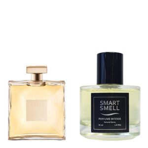 Духи-интенс в стекле  55 мл c аналогом Chanel, Gabrielle. Товар на фото справа, слева - пример оригинального флакона.