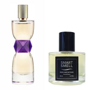 Духи-интенс в стекле  55 мл c аналогом Yves Saint Laurent, Manifesto. Товар на фото справа, слева - пример оригинального флакона.