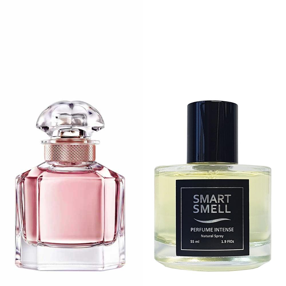 Духи-інтенс у склі 55 мл з аналогом Guerlain, Mon Guerlain. Товар на фото праворуч, ліворуч - приклад орігінального флакону.