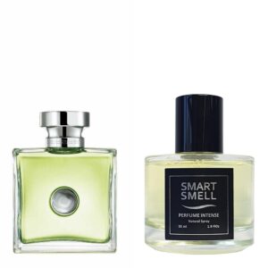 Духи-інтенс у склі 55 мл з аналогом Versace, Versence. Товар на фото праворуч, ліворуч - приклад орігінального флакону.