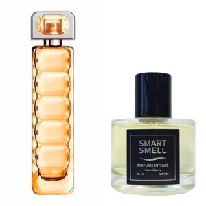 Духи-інтенс у склі 55 мл з аналогом Hugo Boss, Boss Orange. Товар на фото праворуч, ліворуч - приклад орігінального флакону.