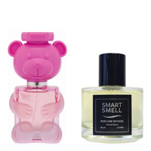 Духи-интенс 55 мл, серия "Grace" c аналогом Moschino, Toy 2 Bubble Gum. Товар на фото справа, слева - пример оригинального флакона.