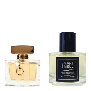 Духи-интенс 55 мл, серия "Grace" c аналогом Gucci, Gucci by Gucci. Товар на фото справа, слева - пример оригинального флакона.