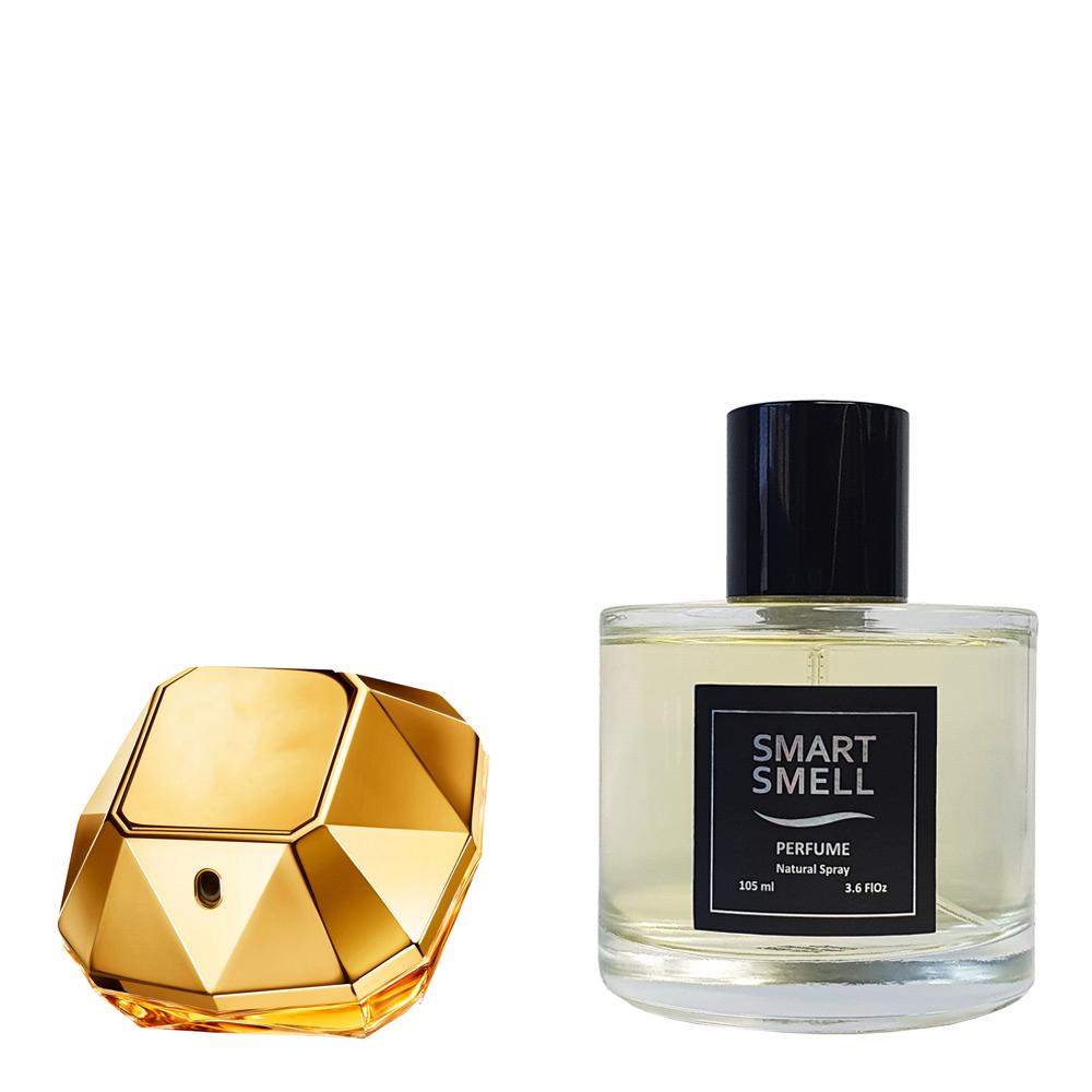 Духи у склі 105 мл з аналогом Paco Rabanne, Lady Million. Товар на фото праворуч, ліворуч - приклад орігінального флакону.