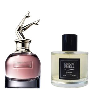 Духи в стекле 105 мл c аналогом Jean Paul Gaultier, Scandal. Товар на фото справа, слева - пример оригинального флакона.