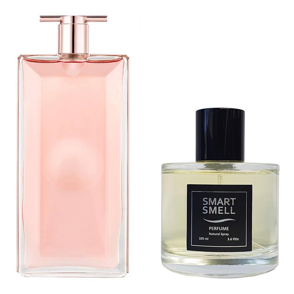 Духи у склі 105 мл з аналогом Lancome, Idole. Товар на фото праворуч, ліворуч - приклад орігінального флакону.