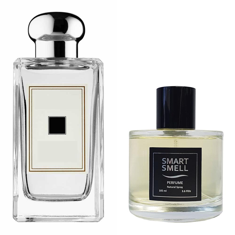 Духи у склі 105 мл з аналогом Jo Malone, Mimosa & Cardamom. Товар на фото праворуч, ліворуч - приклад орігінального флакону.