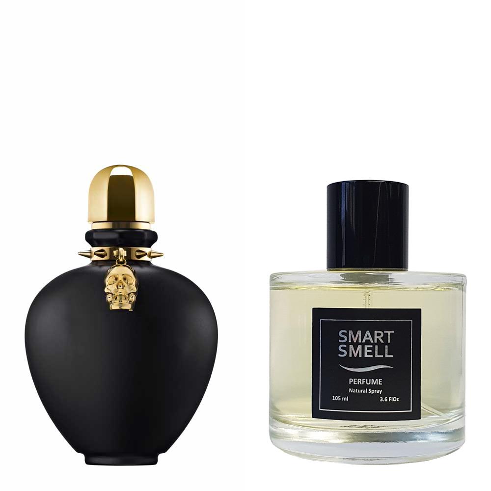 Духи у склі 105 мл з аналогом Paco Rabanne, Black XS L'Aphrodisiaque. Товар на фото праворуч, ліворуч - приклад орігінального флакону.