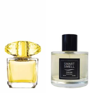 Духи в стекле 105 мл c аналогом Versace, Yellow Diamond. Товар на фото справа, слева - пример оригинального флакона.