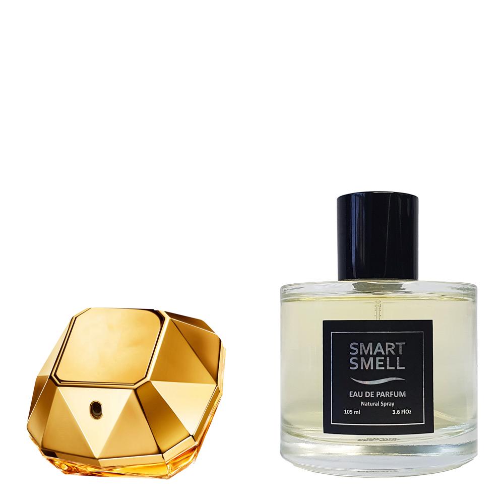 Парфумерна вода у склі 105 мл з аналогом Paco Rabanne, Lady Million. Товар на фото праворуч, ліворуч - приклад орігінального флакону.