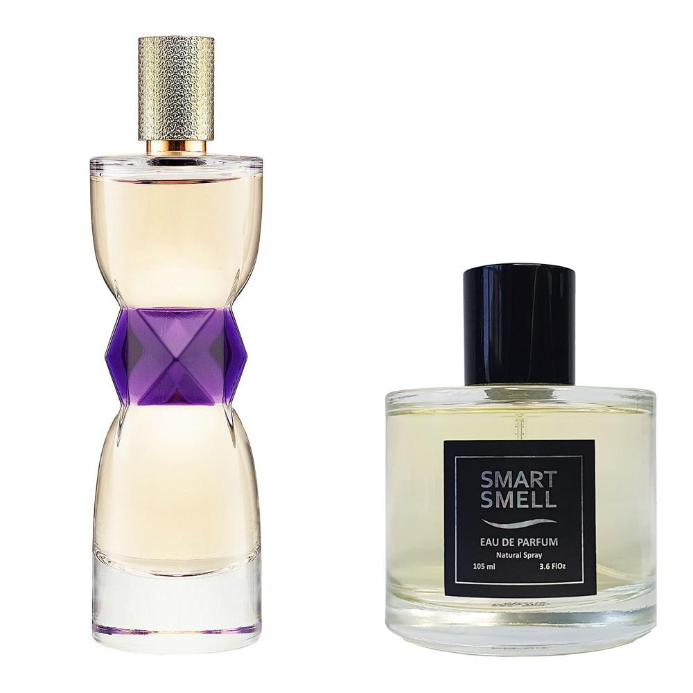 Парфумерна вода у склі 105 мл з аналогом Yves Saint Laurent, Manifesto. Товар на фото праворуч, ліворуч - приклад орігінального флакону.