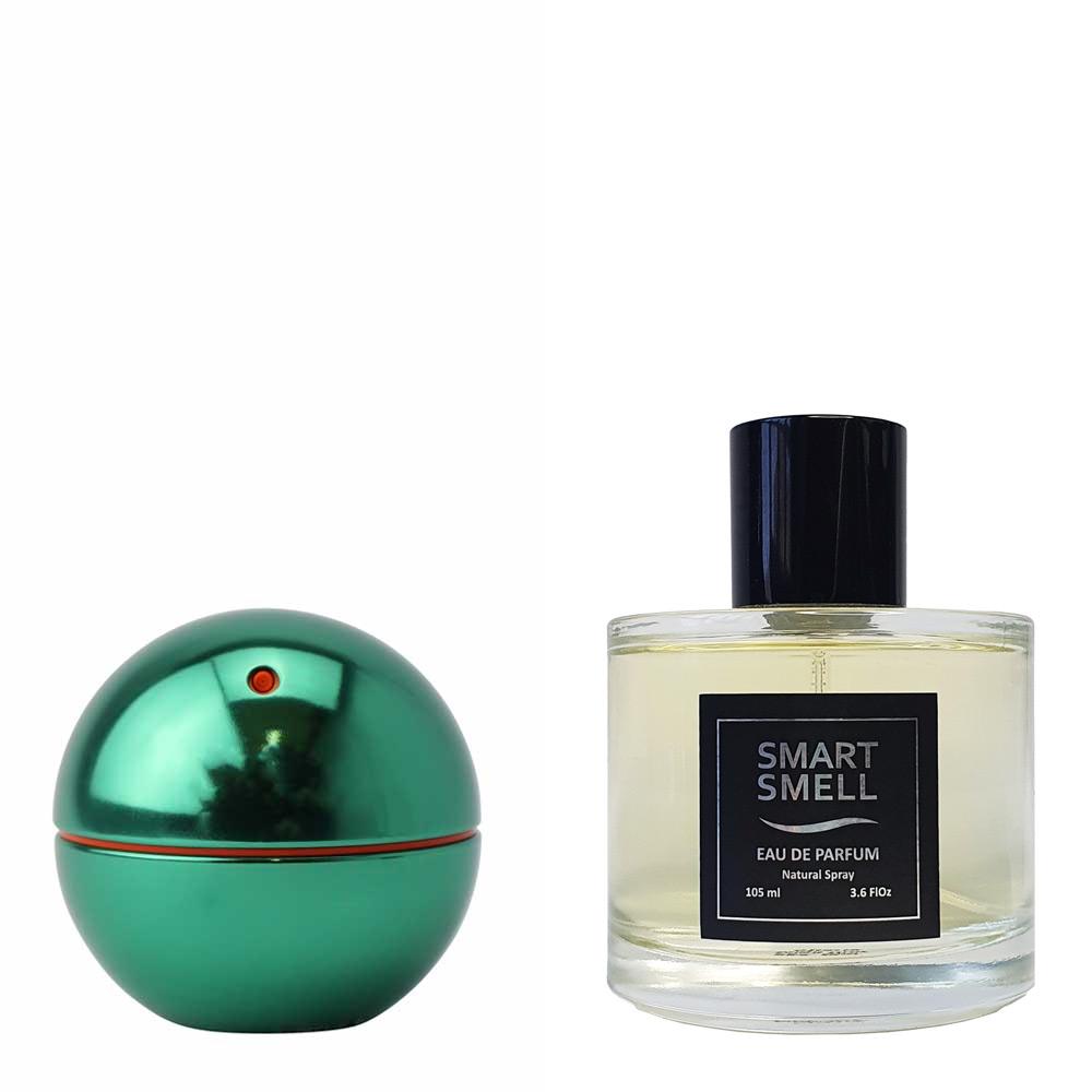 Парфюмерная вода в стекле 105 мл c аналогом Hugo Boss, Boss In Motion Green. Товар на фото справа, слева - пример оригинального флакона.