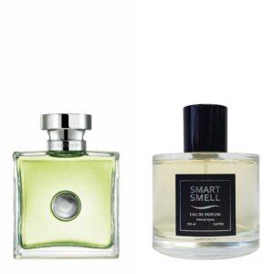 Парфумерна вода у склі 105 мл з аналогом Versace, Versence. Товар на фото праворуч, ліворуч - приклад орігінального флакону.