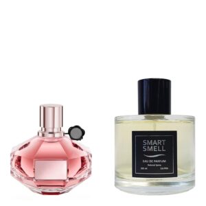 Парфюмерная вода в стекле 105 мл c аналогом Viktor&Rolf, Flowerbomb Nectar. Товар на фото справа, слева - пример оригинального флакона.