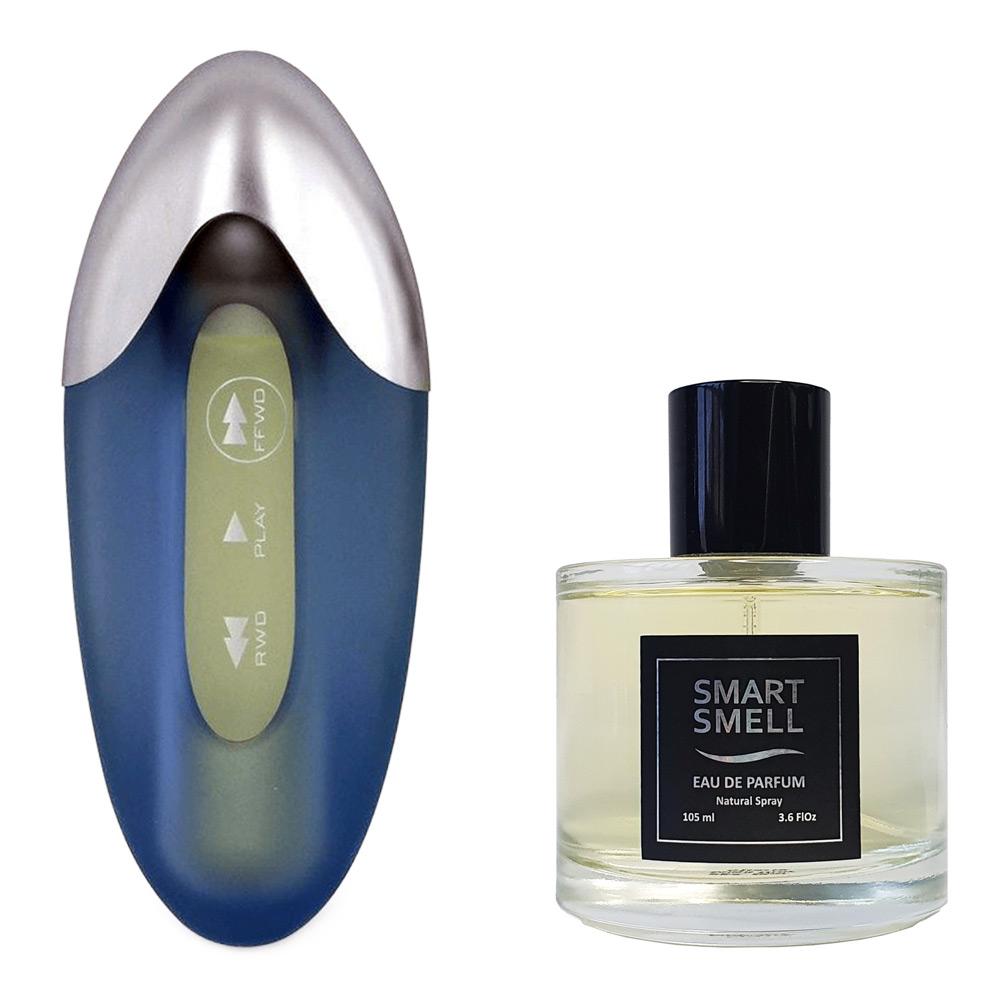 Парфюмерная вода в стекле 105 мл c аналогом Oblique Play, Givenchy. Товар на фото справа, слева - пример оригинального флакона.