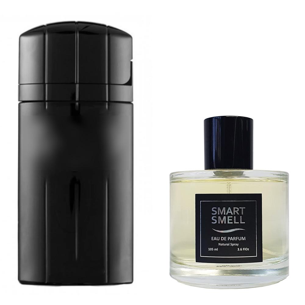 Парфюмерная вода 105 мл, серия "Grace" c аналогом Paco Rabanne, Black XS for Him. Товар на фото справа, слева - пример оригинального флакона.