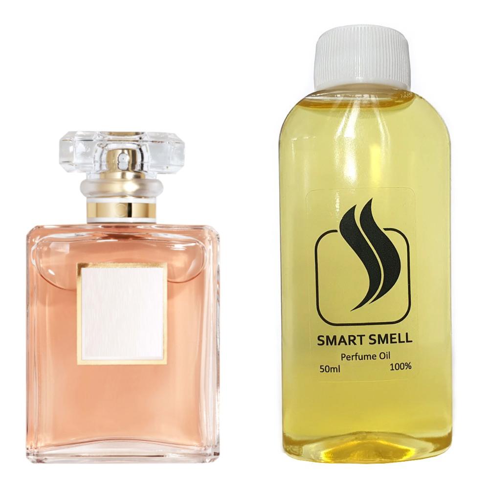 Парфюмерный концентрат 50 мл c аналогом Chanel, Coco Mademoiselle. Товар на фото справа, слева - пример оригинального флакона.