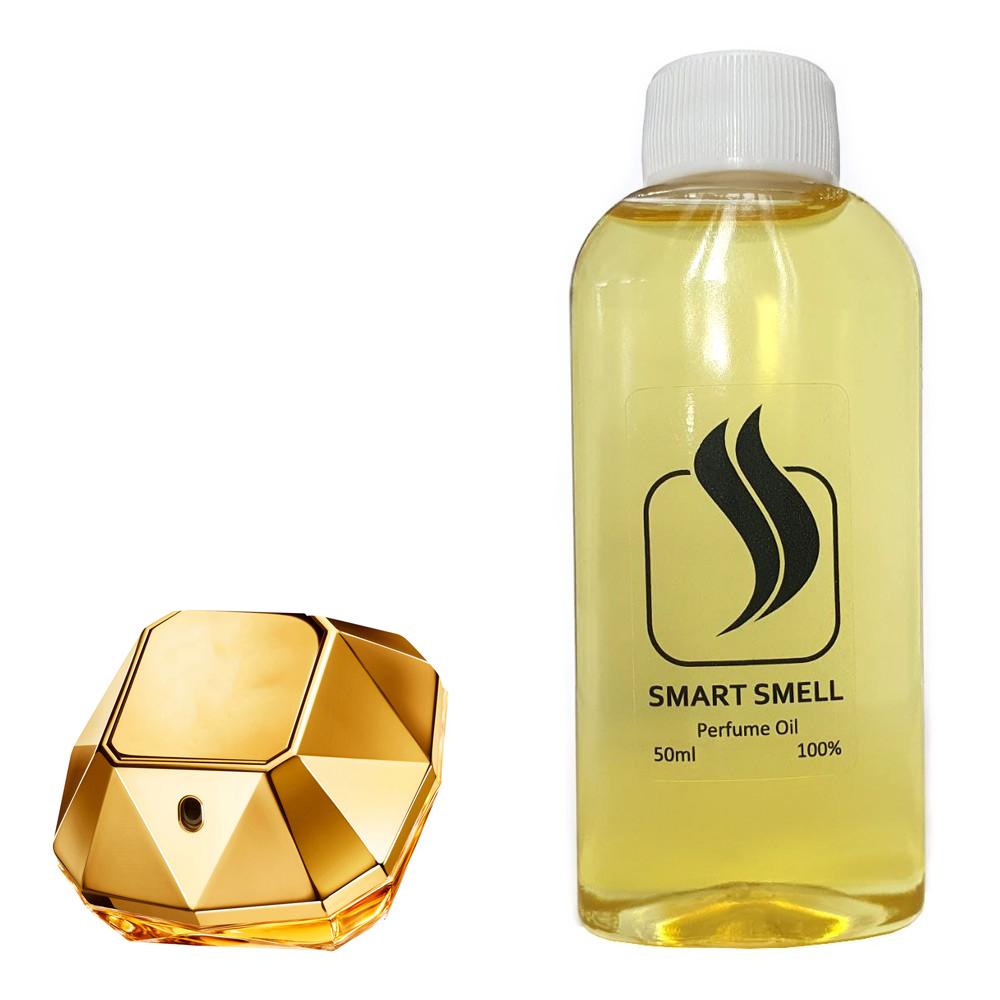 Парфюмерный концентрат 50 мл c аналогом Paco Rabanne, Lady Million. Товар на фото справа, слева - пример оригинального флакона.