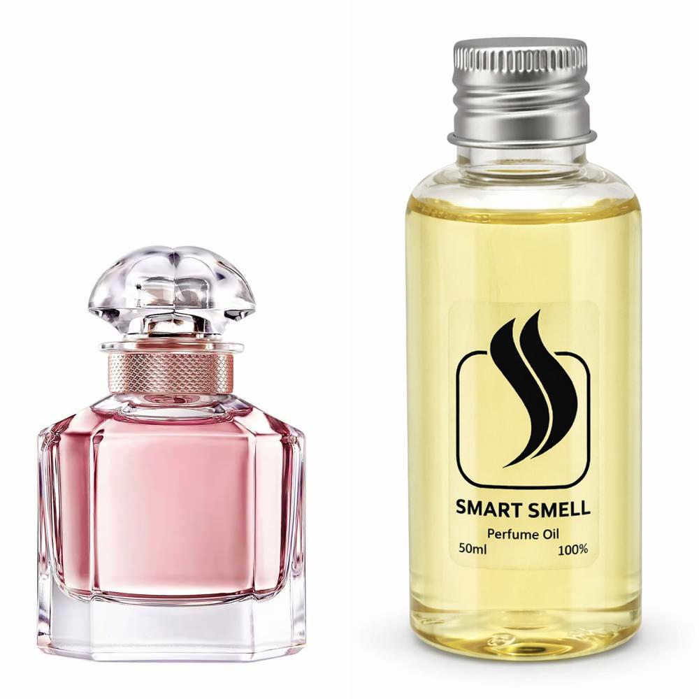 Парфюмерный концентрат 50 мл c аналогом Guerlain, Mon Guerlain. Товар на фото справа, слева - пример оригинального флакона.