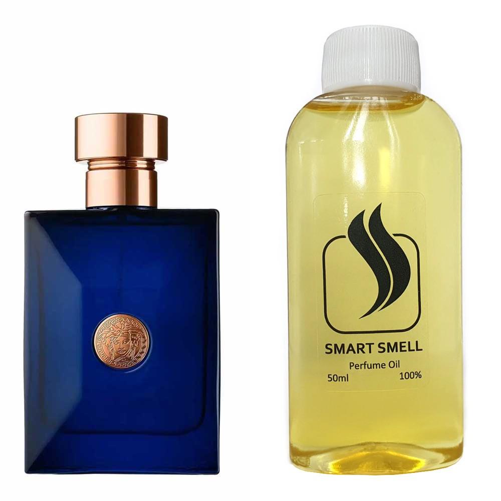 Парфюмерный концентрат 50 мл c аналогом Versace, Versace pour Homme Dylan Blue. Товар на фото справа, слева - пример оригинального флакона.
